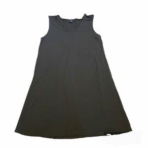 Eileen Fisher Tank Dress Sz M Olive Knee Length Viscose Knit Sleeveless RN 78121